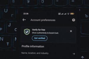 Smartphone displaying a digital account verification alert
